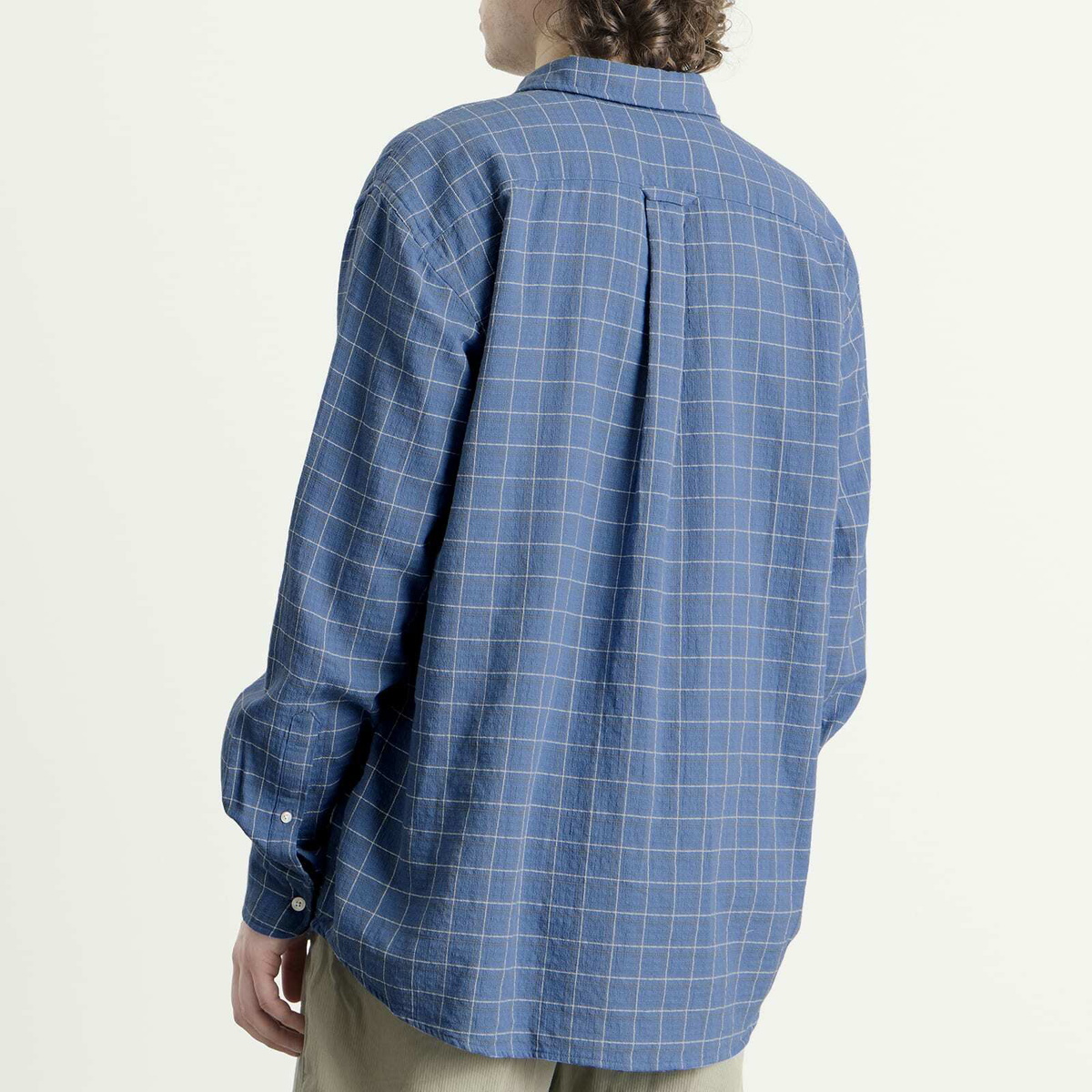 Foret Men's Scout Loose Weave Check Shirt in Light Blue Check