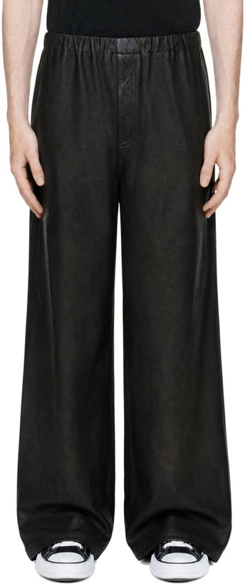 Photo: Maison MIHARA YASUHIRO Black Coated Wide Faux-Leather Trousers