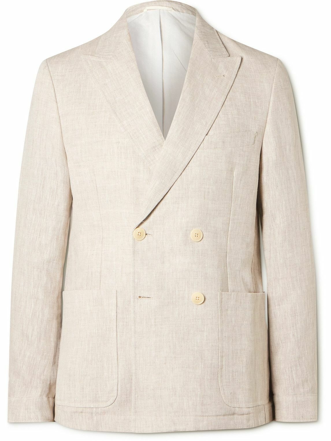 Photo: Oliver Spencer - Double-Breasted Linen Suit Jacket - Neutrals