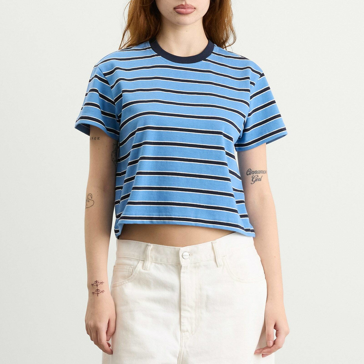 Fruity Booty Women's Jersey Stripe T-Shirt in Blue