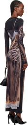 Marine Serre SSENSE Exclusive Black Wet Nuisette Printed Jersey LS Maxi Dress