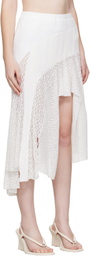 Pushbutton White Lace Trim Mermaid Midi Skirt