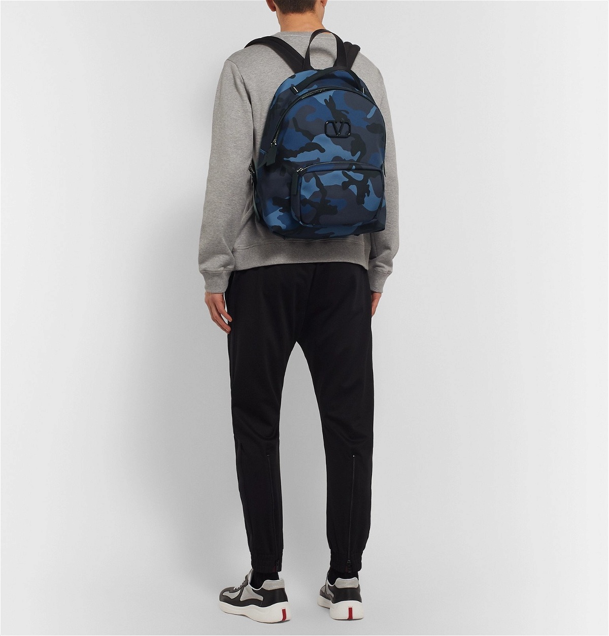 Valentino Garavani Leather-Appliquéd Nylon-Canvas Backpack