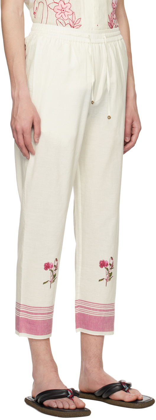 Women Off White Printed Trouser