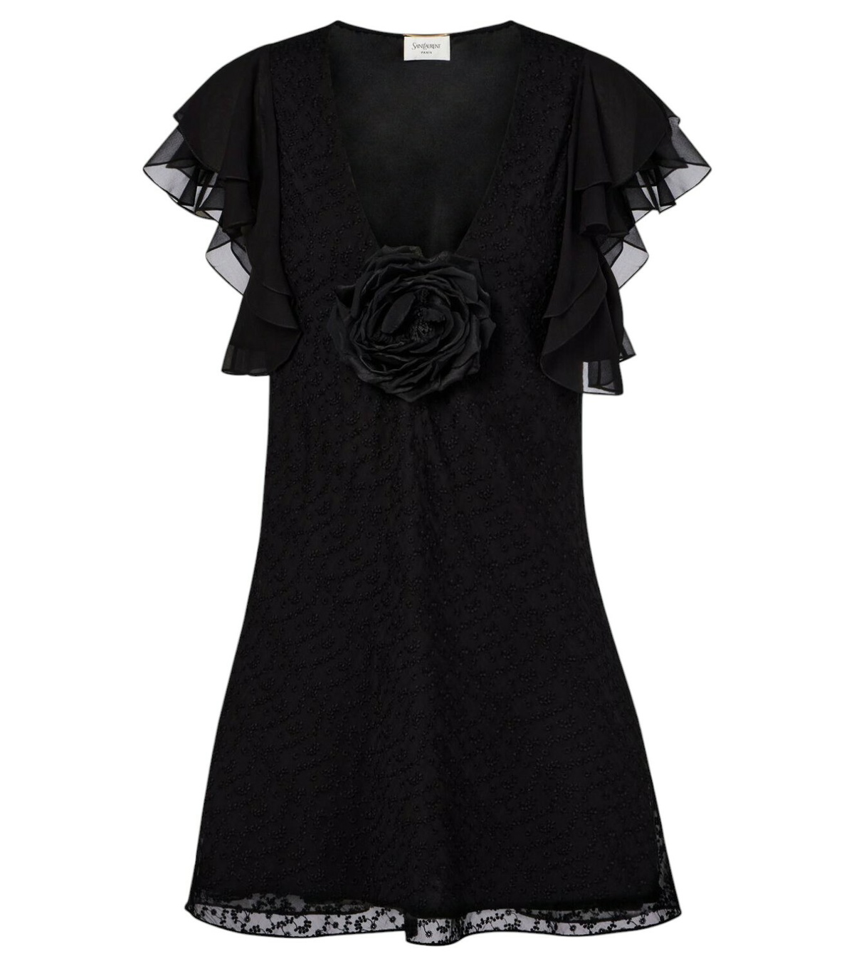 ワンピース Saint Laurent Dresses Saint Laurent floral-detail laminated-finish Dress | Gold