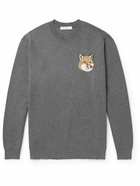 Maison Kitsuné - Logo-Intarsia Cotton Sweater - Gray