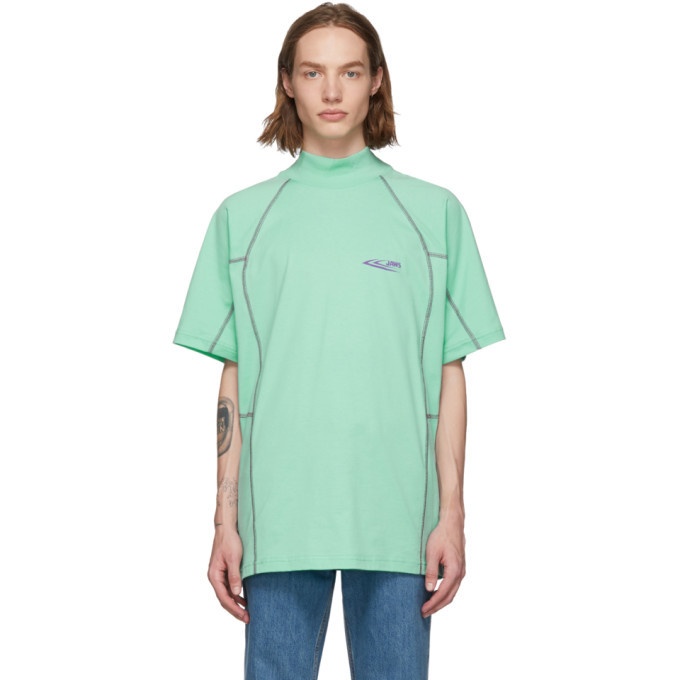 Photo: Calvin Klein 205W39NYC Green Scuba Mock Neck T-Shirt