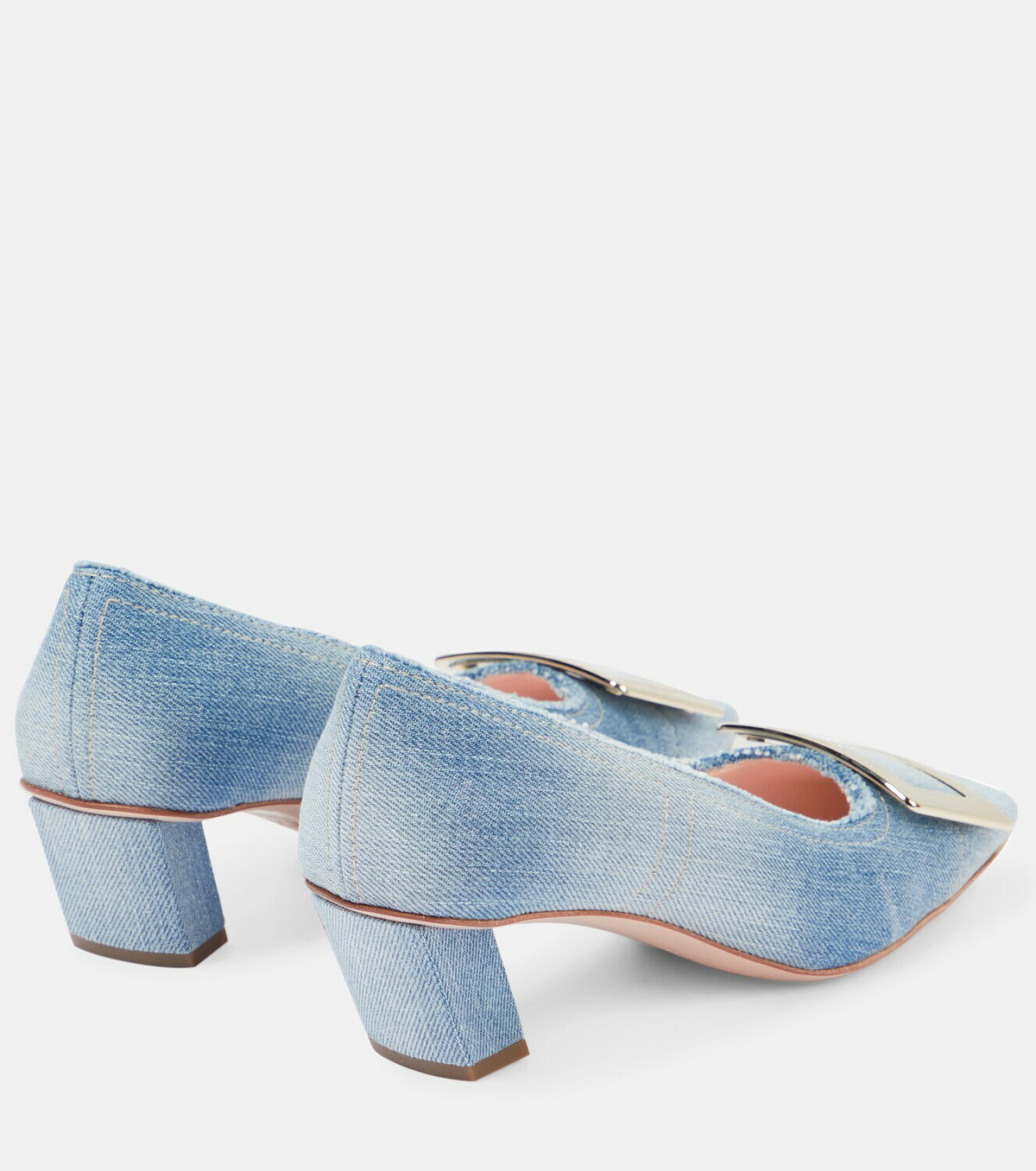 Roger Vivier◆Belle Vivier デニムパンプス 45mm ROGER VIVIER Belle Vivier 45 patent-leather and denim