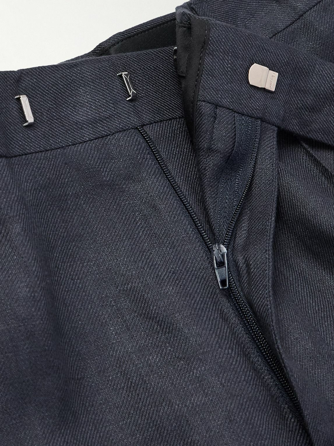Lardini - Aramis Straight-Leg Pleated Linen-Twill Bermuda Shorts - Blue