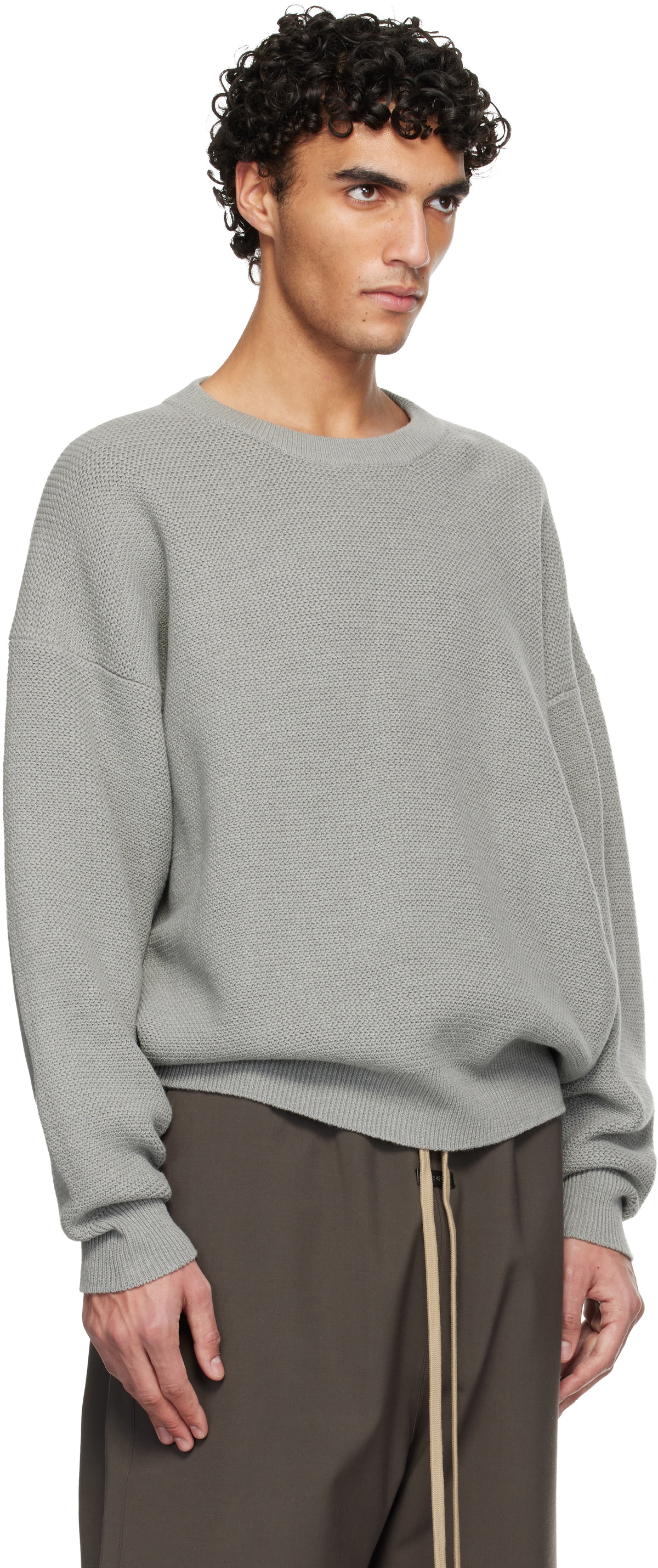 Fear of God Gray Wool Rib Crewneck Sweater