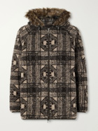 RRL - Hooded Plush-Trimmed Fleece Jacket - Brown