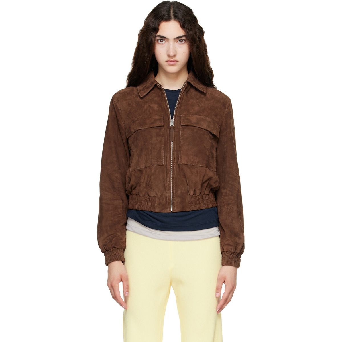 MACKAGE Brown Senka-SU Patch Pocket Suede Jacket