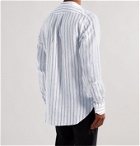 Beams F - Grandad-Collar Striped Linen Shirt - White