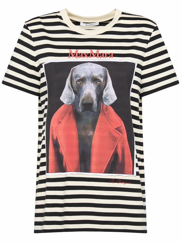 Photo: MAX MARA Rosso Printed Striped Jersey T-shirt