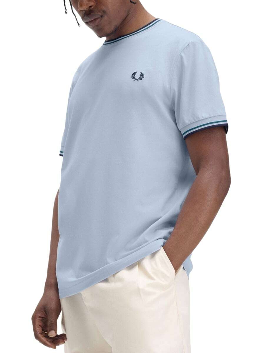 Fred Perry T Shirts Sale T-shirt Fred Perry Twin Tipped Homme - Col Et Poignets Contrastés, Coton Black Fred Perry Tshirt