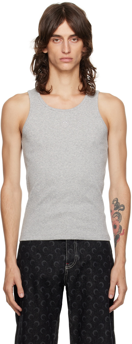 Marine Serre Gray Organic Cotton Tank Top