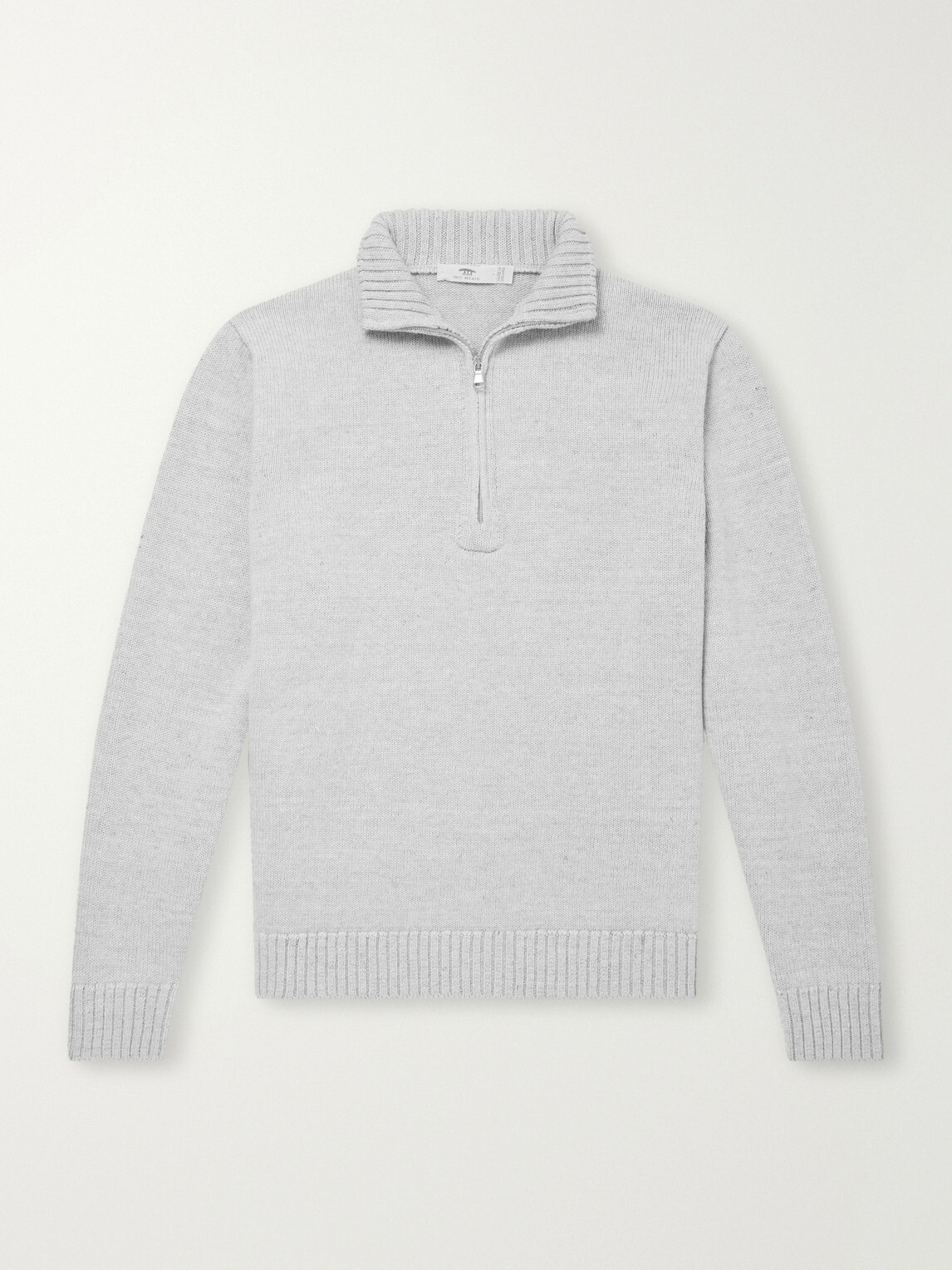 Inis Meáin - Wool and Linen-Blend Half-Zip Sweater - Gray