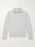 Inis Meáin - Wool and Linen-Blend Half-Zip Sweater - Gray