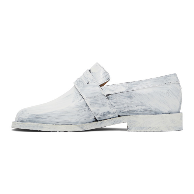 Maison Margiela Black and White Painted Tabi Loafers Maison