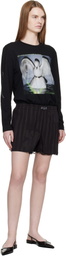 Collina Strada Black Wavy Flower Stripe Mini Odeon Boxer Shorts