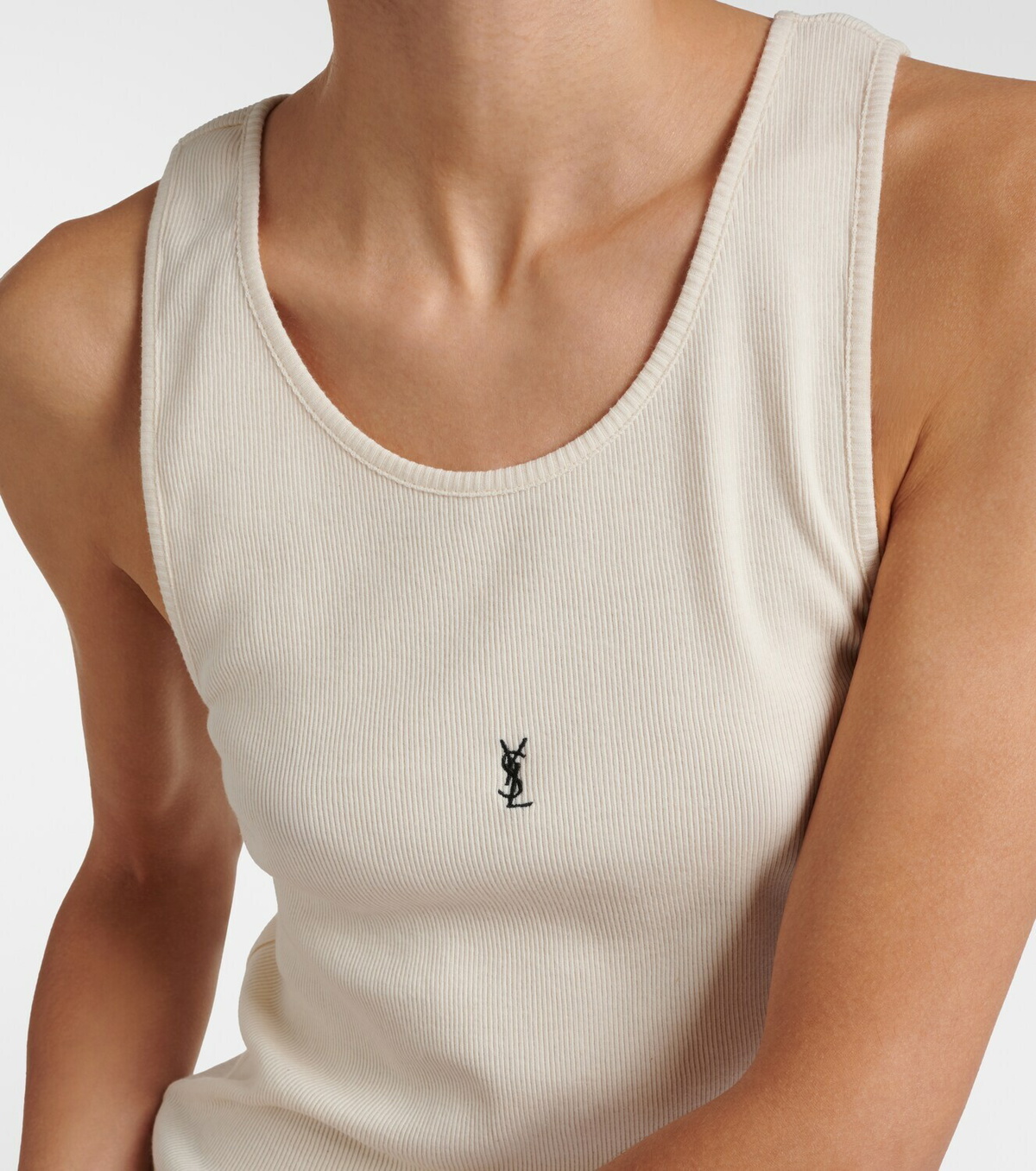 Saint Laurent Cassandre ribbed-knit cotton tank top