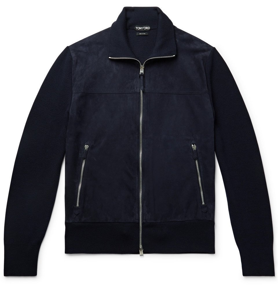 TOM FORD - Slim-Fit Suede and Wool Jacket - Navy TOM FORD