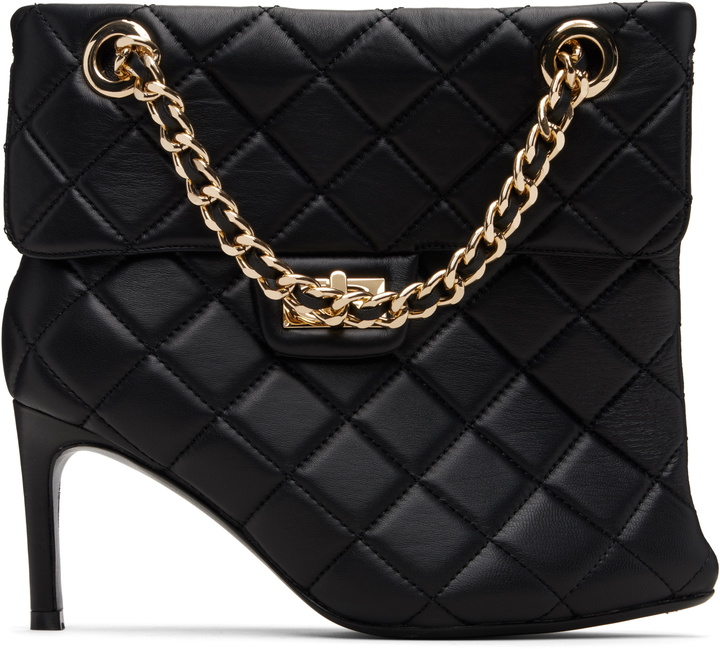 Photo: Maison MIHARA YASUHIRO Black Quilted Bag Detail Pin Heel Short Boots