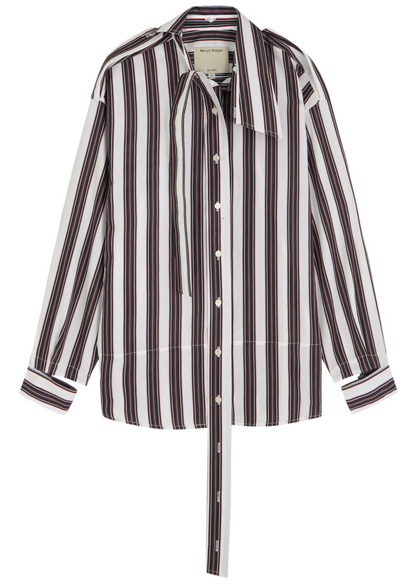 Photo: Meryll Rogge Deconstructed Striped Cotton-poplin Shirt White And Black