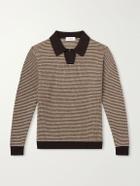 Lardini - Striped Camp-Collar Wool and Cashmere Blend Sweater - Brown