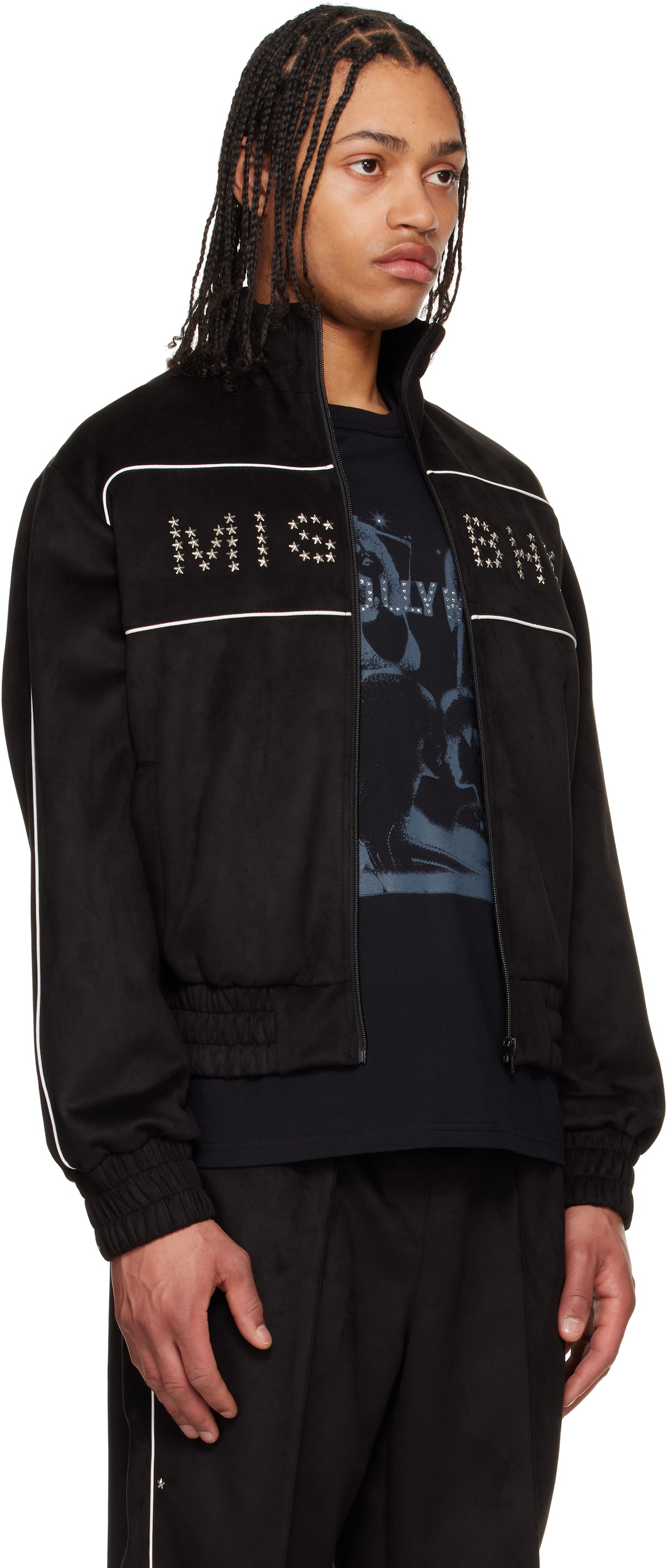 MISBHV Black Star Faux Suede Track Jacket