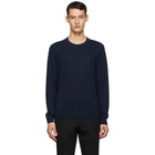 Burberry Navy Cashmere Monogram Motif Sweater