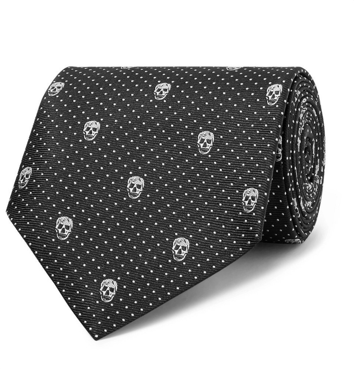 Photo: Alexander McQueen - 8cm Skull and Polka-Dot Jacquard Silk-Twill Tie - Men - Black