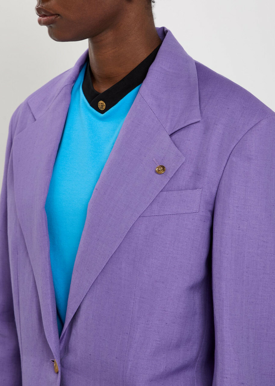 Versace Wool and Linen-blend Blazer Violet
