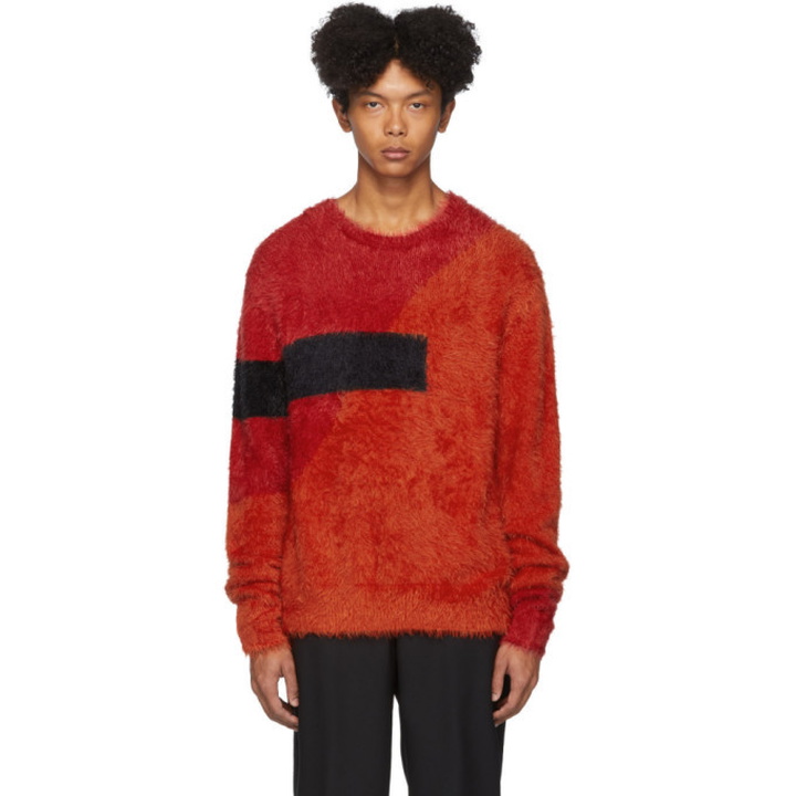Photo: Neil Barrett Red and Orange Modernist Fluffy Easy-Fit Sweater