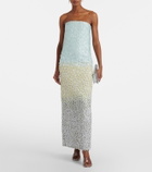 Là Fuori Embellished silk bustier dress