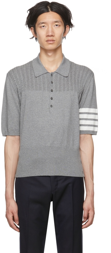 Photo: Thom Browne Gray 4-Bar Polo