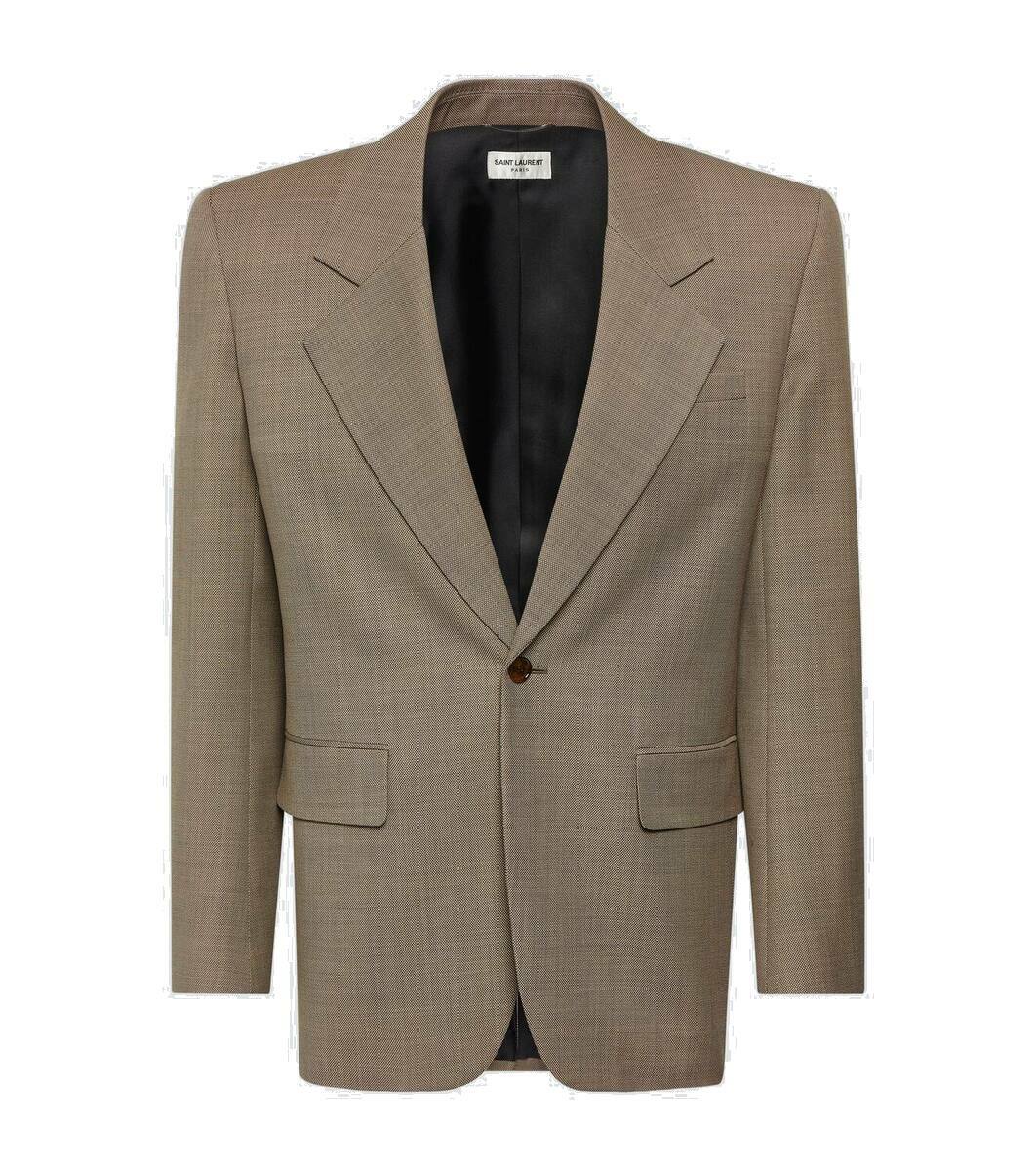 【関税&送料込】Saint Laurent Sand Wool Blazer Saint Laurent Single Breasted Blazer in Cappuccino | FWRD
