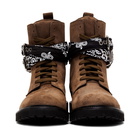 Amiri Brown Suede Bandana Combat Boots