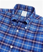 Brooks Brothers Men's Regent Regular-Fit Dress Shirt, Oxford Plaid | Blue