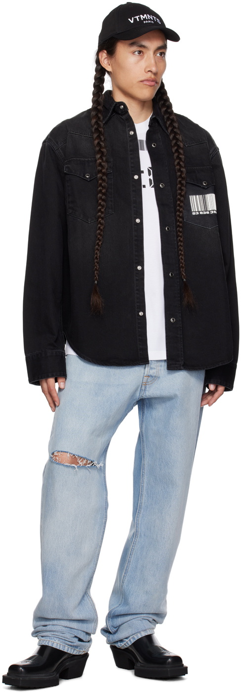 VTMNTS Black Barcode Denim Shirt