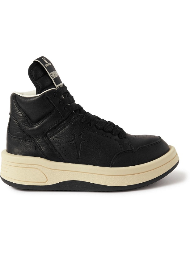 Photo: Rick Owens - Converse TURBOWPN Weapon Leather High-Top Sneakers - Black