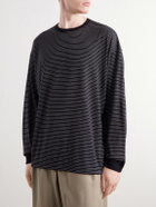 Graphpaper - Striped Wool-Jersey T-Shirt - Black