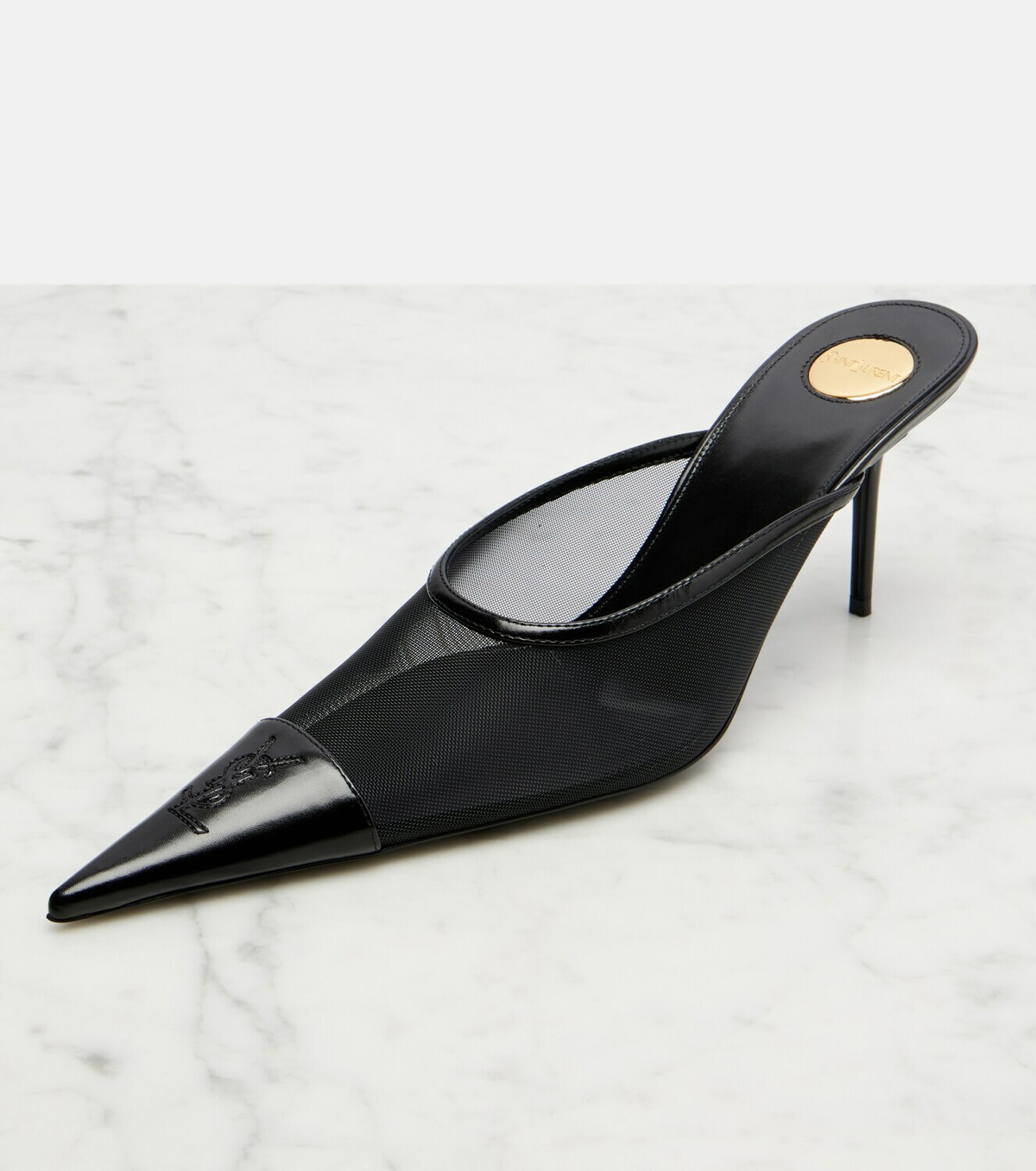 Saint Laurent Renée mesh and leather mules