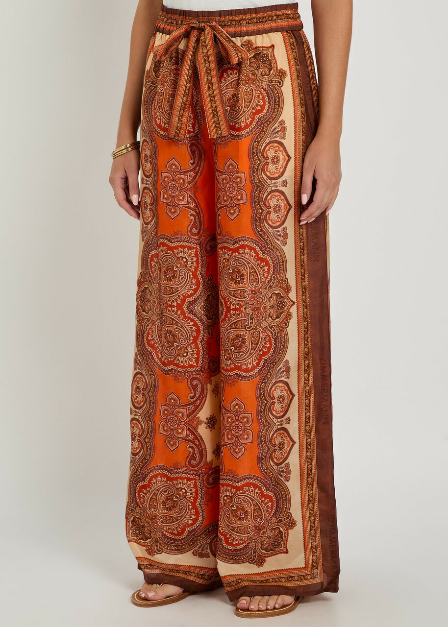 Zimmermann Mohan Wide-leg Silk Trousers Orange