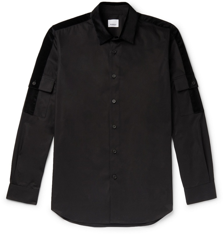 Photo: Burberry - Slim-Fit Velvet-Trimmed Cotton-Poplin Shirt - Black