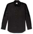 Burberry - Slim-Fit Velvet-Trimmed Cotton-Poplin Shirt - Black