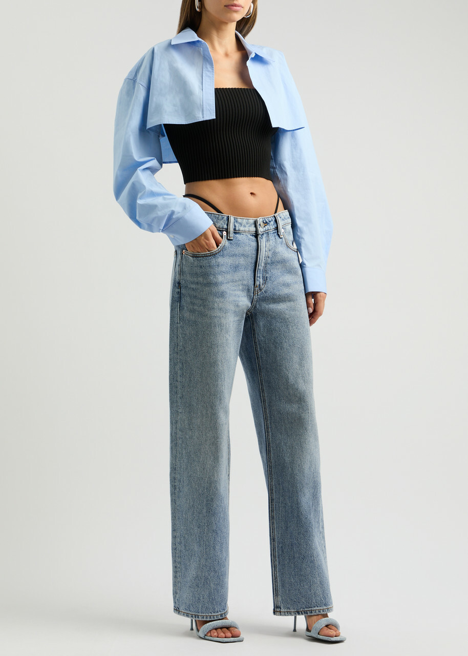 Alexanderwang.t Thong-effect Straight-leg Jeans Light Blue
