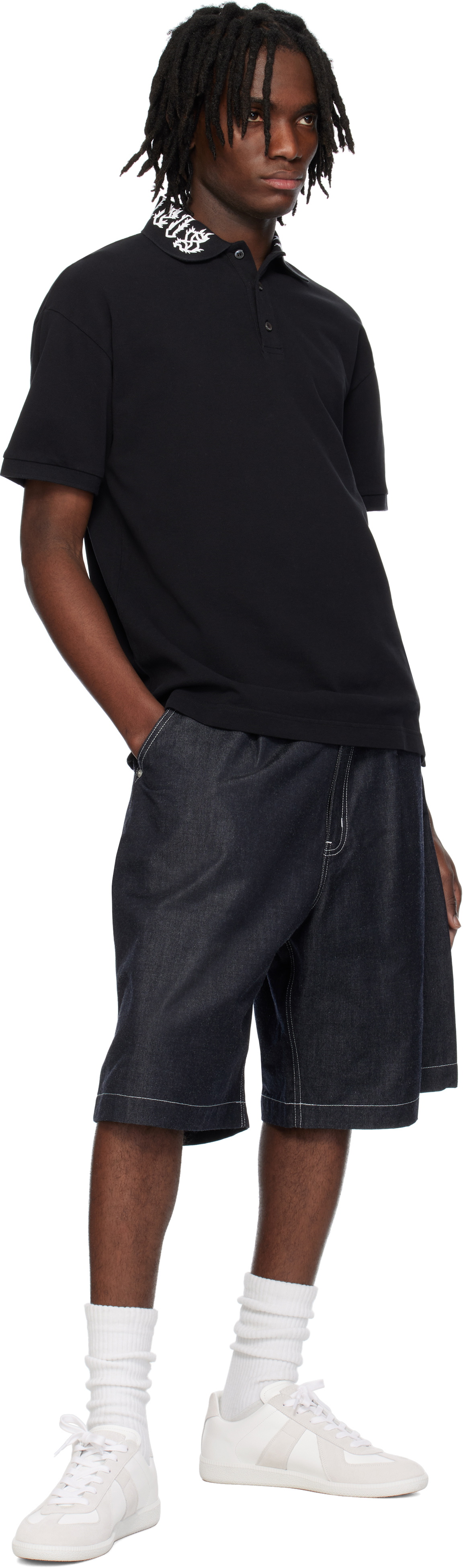 Palm Angels Black Neck Logo Polo