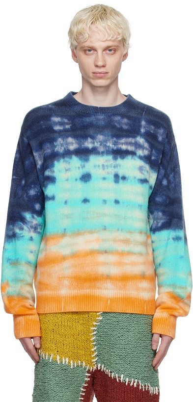 Photo: The Elder Statesman Multicolor Hand-Dyed Sweater