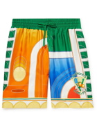 Casablanca - Wide-Leg Printed Silk Drawstring Shorts - Yellow
